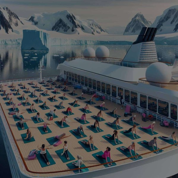 Quelle croisière offre des séances de Pilates avec vue sur les glaciers de l'Antarctique?