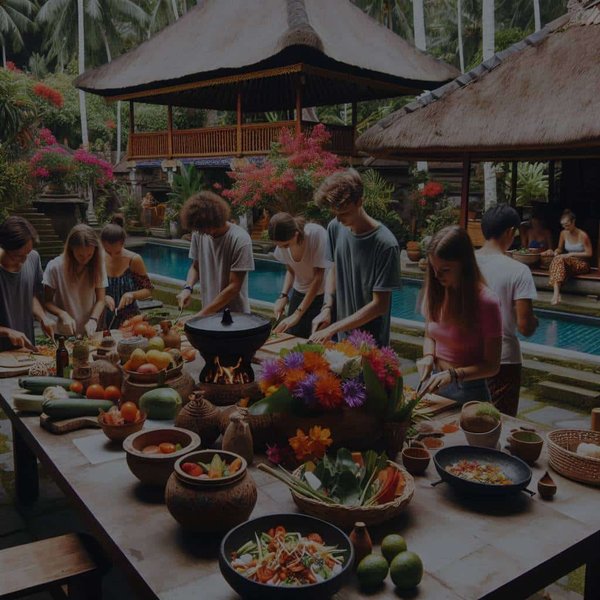 Quelles locations de vacances à Bali offrent des cours de cuisine traditionnelle?